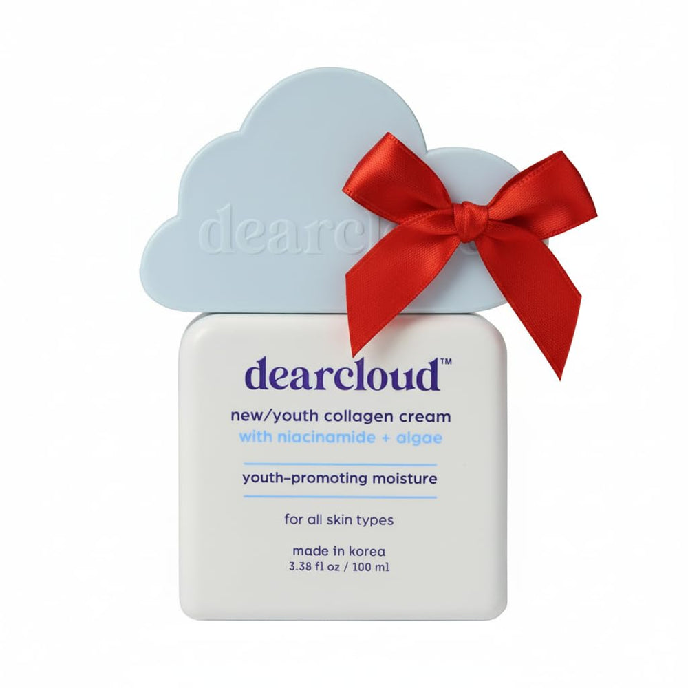 dearcloud New/Youth Collagen Cream Moisturizer bottle shows rich texture for firming benefits