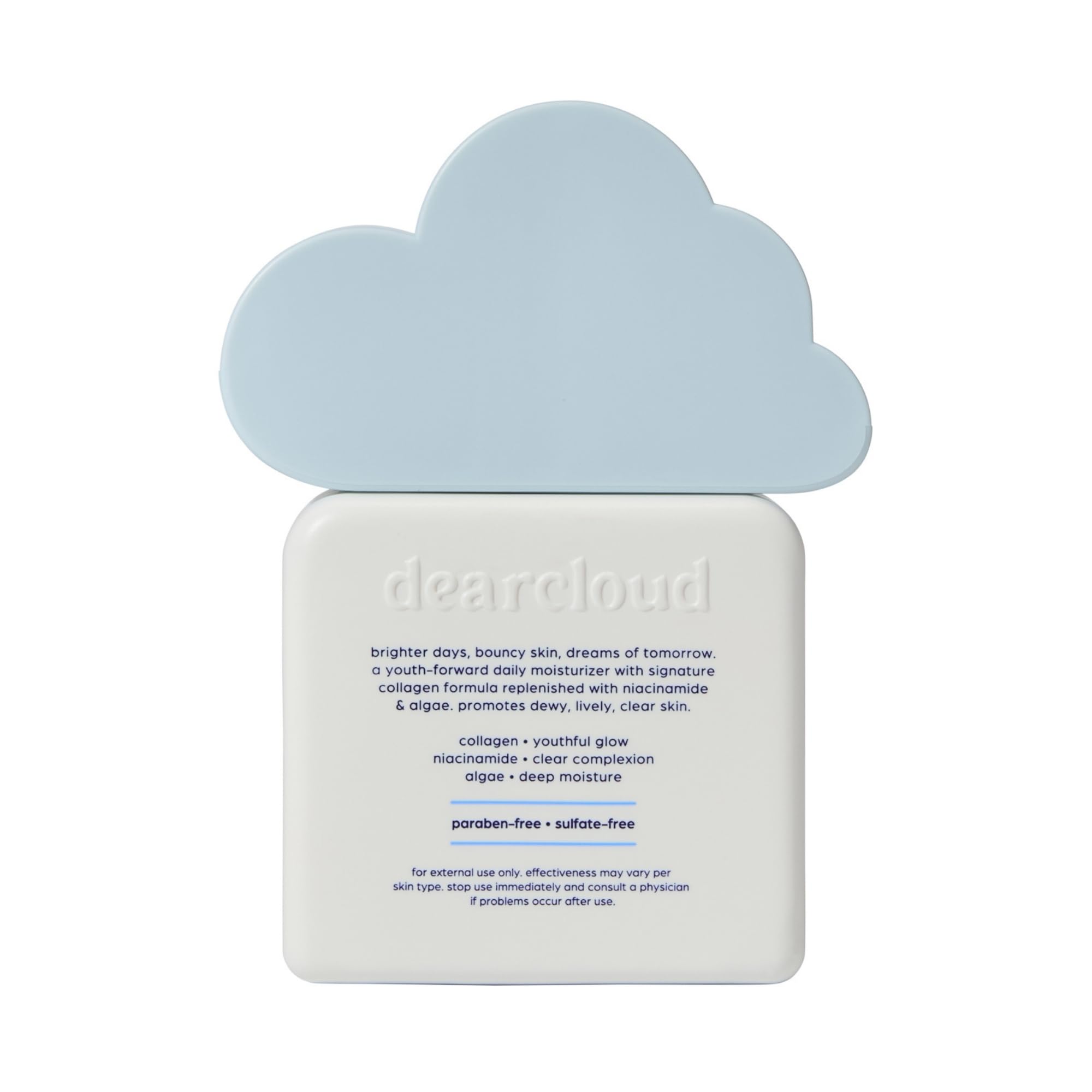 dearcloud New/Youth Collagen Cream Niacinamide closeup emphasizes pore-minimizing glow
