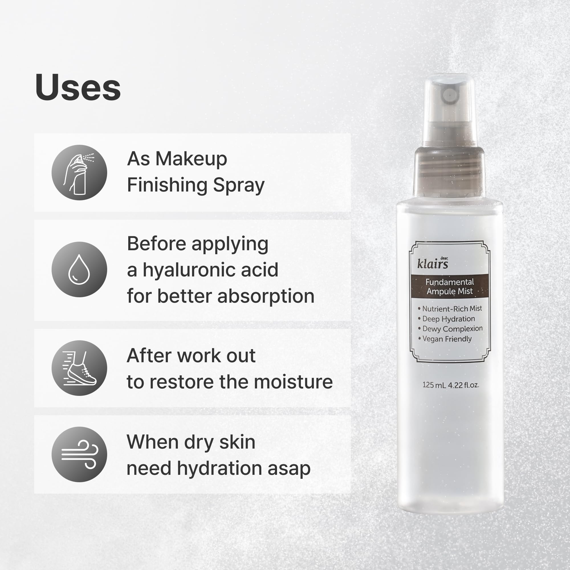DearKlairs ampoule mist used as makeup setting spray for a breathable finish