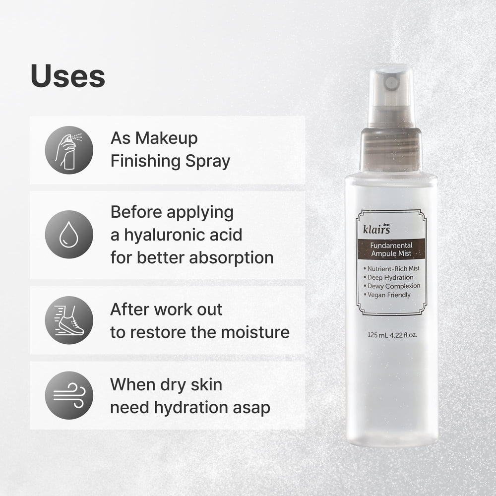 DearKlairs ampoule mist used as makeup setting spray for a breathable finish