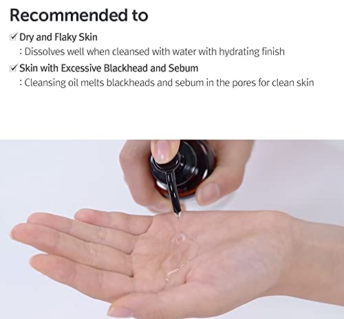 DearKlairs cleansing oil pour over palm emphasizes easy rinse and gentle makeup removal