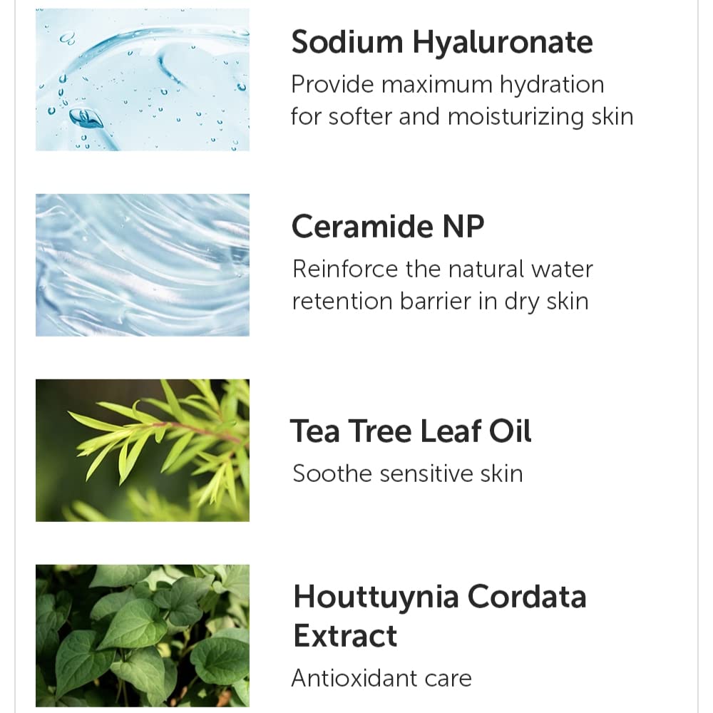 DearKlairs ingredients panel shows hyaluronic acid and ceramide for deep hydration.