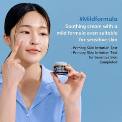 DearKlairs midnight blue calming cream blue texture swatch signaling hydrating, fast absorption