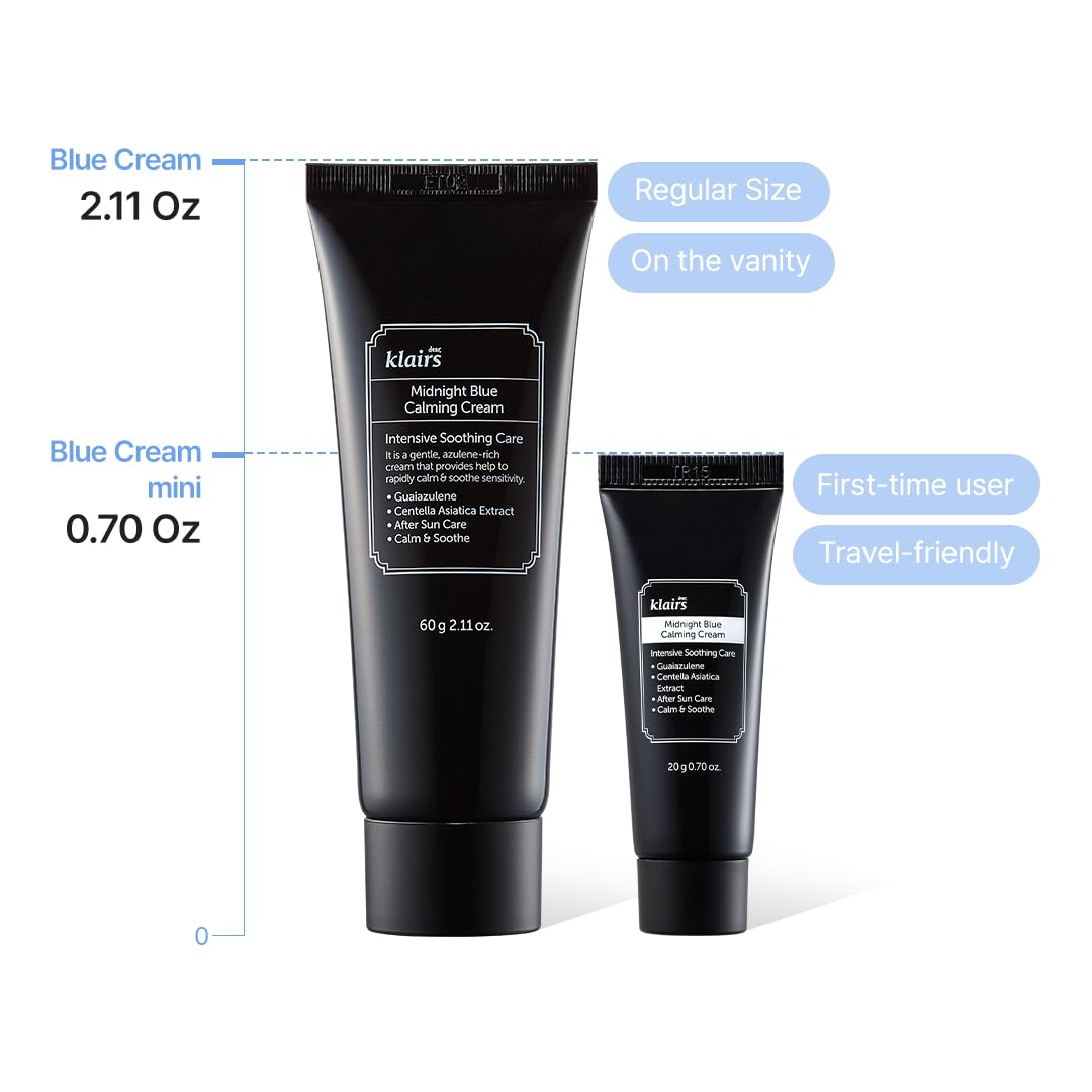DearKlairs midnight blue calming cream centella asiatica imagery highlights skin-soothing hydration