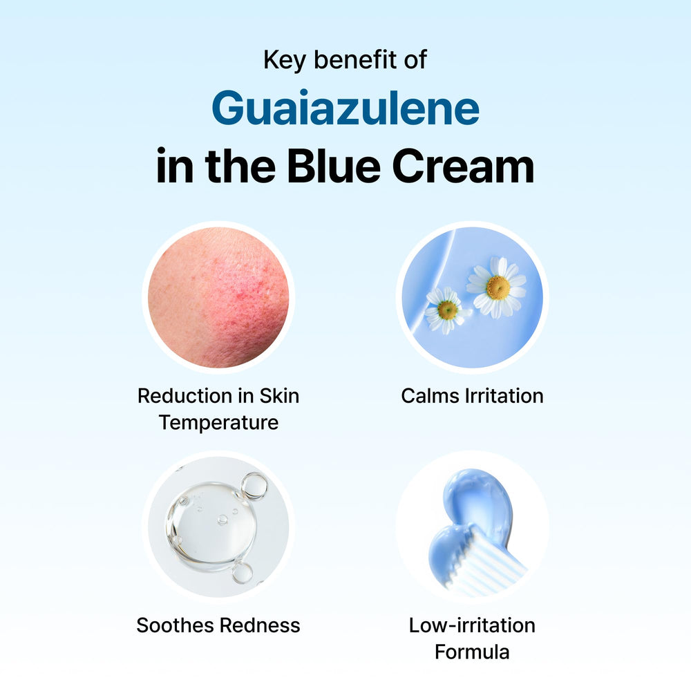 DearKlairs Midnight Blue Calming Cream centella ingredient closeup highlights hydrating soothing