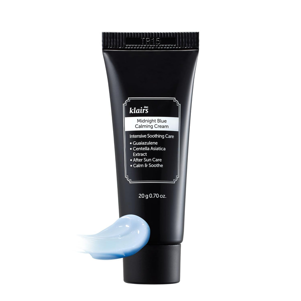 DearKlairs midnight blue calming cream jar closeup suggesting soothing redness relief