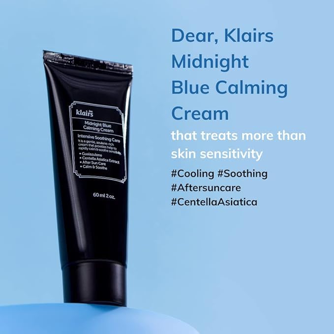 DearKlairs midnight blue calming cream fast-absorbing texture demonstrates comfortable skin feel
