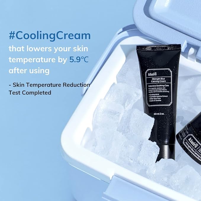 DearKlairs midnight blue calming cream sensitive skin friendly packaging image conveys gentle formula