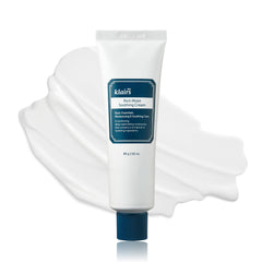 DearKlairs Rich Moist Soothing Cream bottle closeup showing barrier-friendly hydration for sensitive skin.
