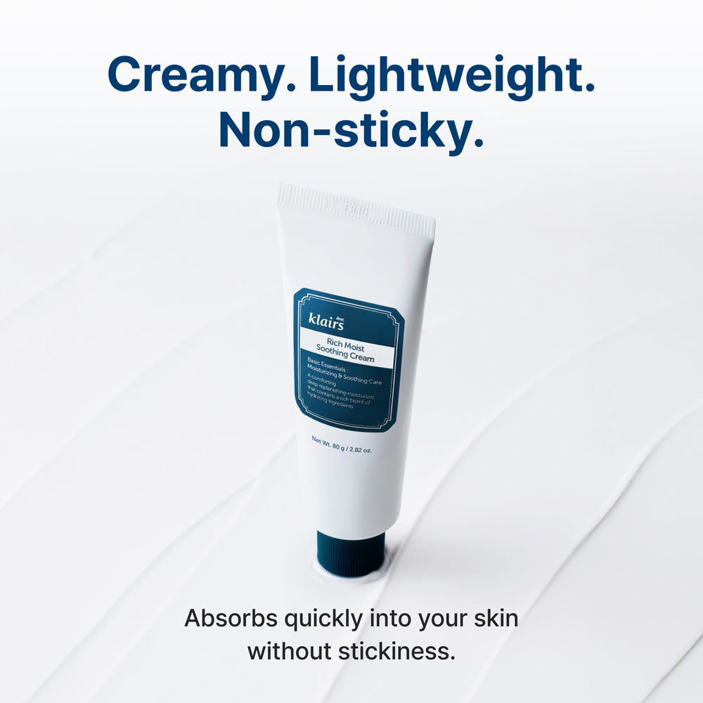 DearKlairs Rich Moist Soothing Cream skin-care routine image implies morning and evening application.