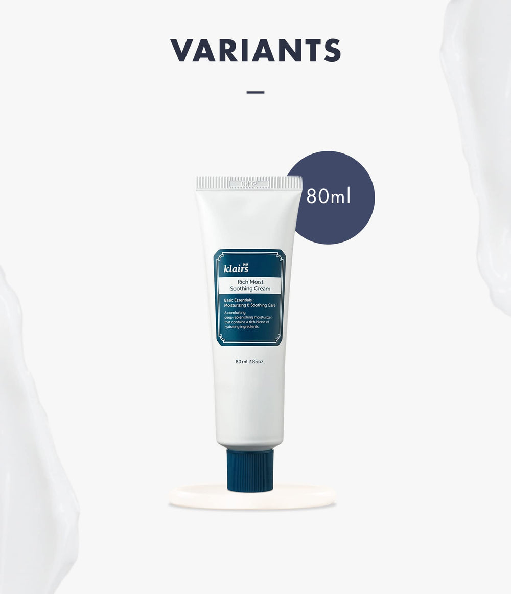 DearKlairs Travel-size Rich Moist Cream ideal for on-the-go sensitive-skin care.