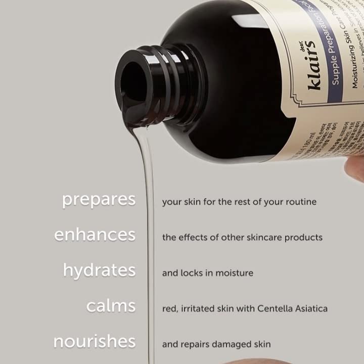 DearKlairs Supple Preparation Toner bottle pour captures easy use and refreshing application