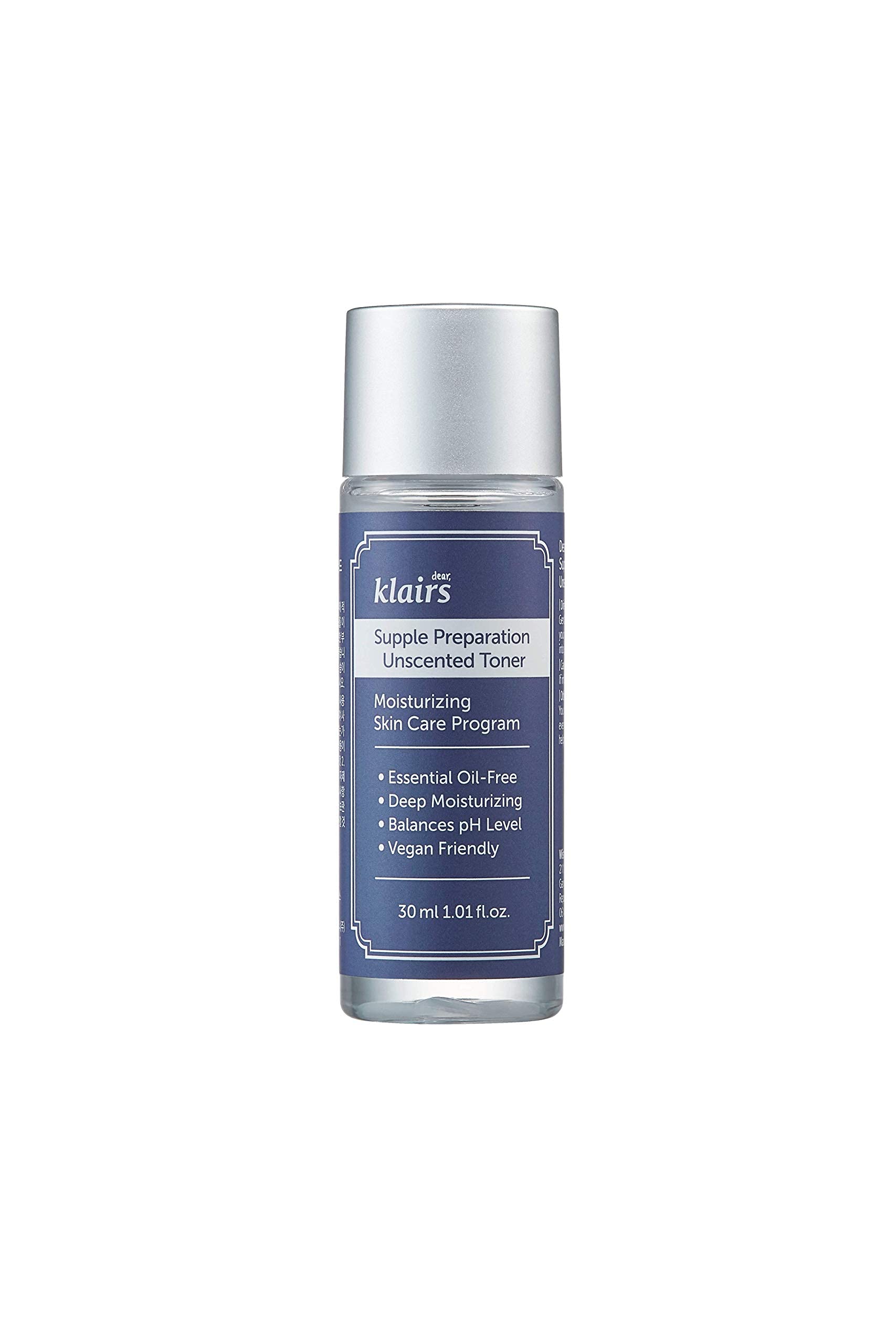 DearKlairs Supple Preparation Unscented Toner applied on skin for instant refreshing hydration