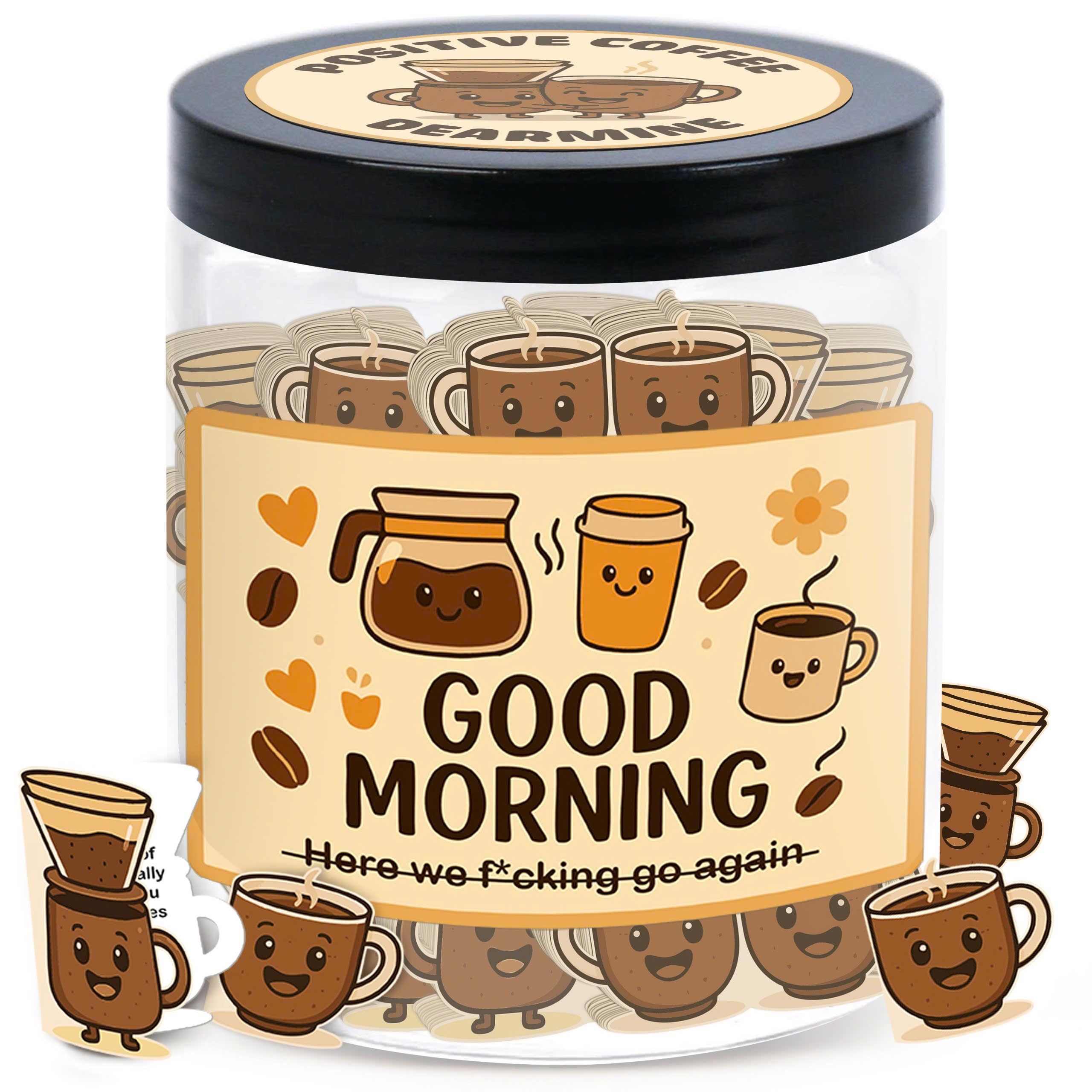 DEARMINE Positive Coffee Jar cover with warm design for daily motivation and desk inspiration.