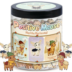 DEARMINE Positive Moose Jar on desk setup, a cozy stress-relief reminder for workspaces.