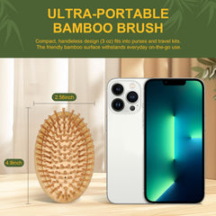 DEBETOOL Bamboo Hair Brush travel-size for easy on-the-go detangling.