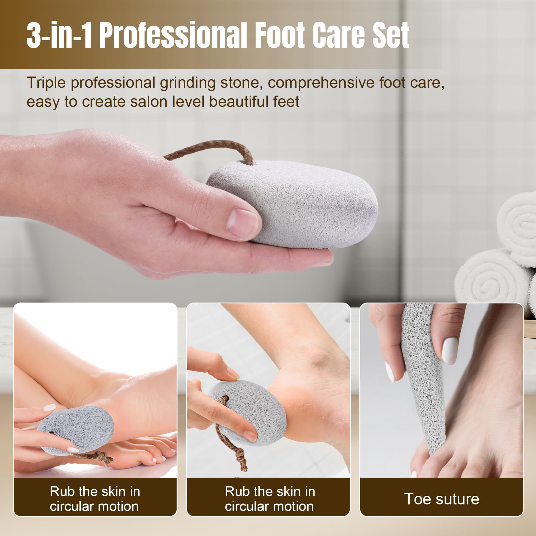 DEBETOOL foot pumice grip texture highlights slip-resistant design for safer at-home use.