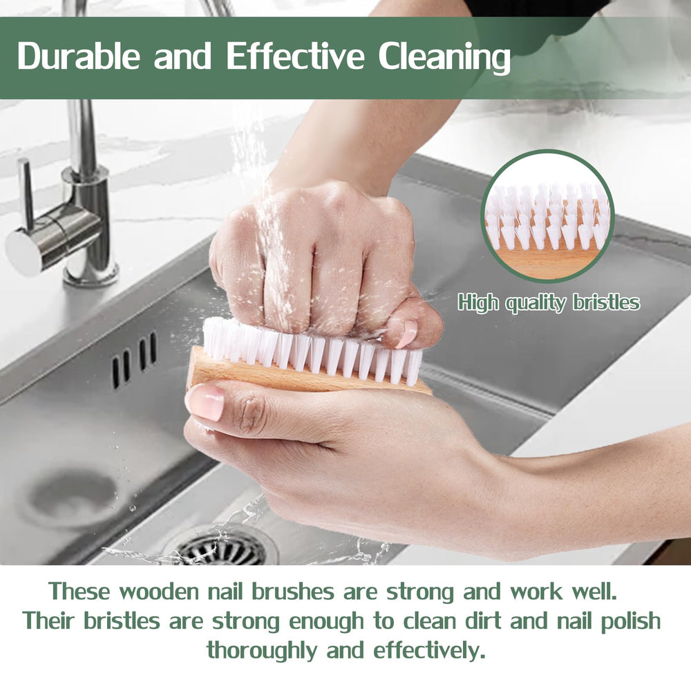 debetool-nail-brush-in-use on nails demonstrates thorough dirt and nail polish removal.