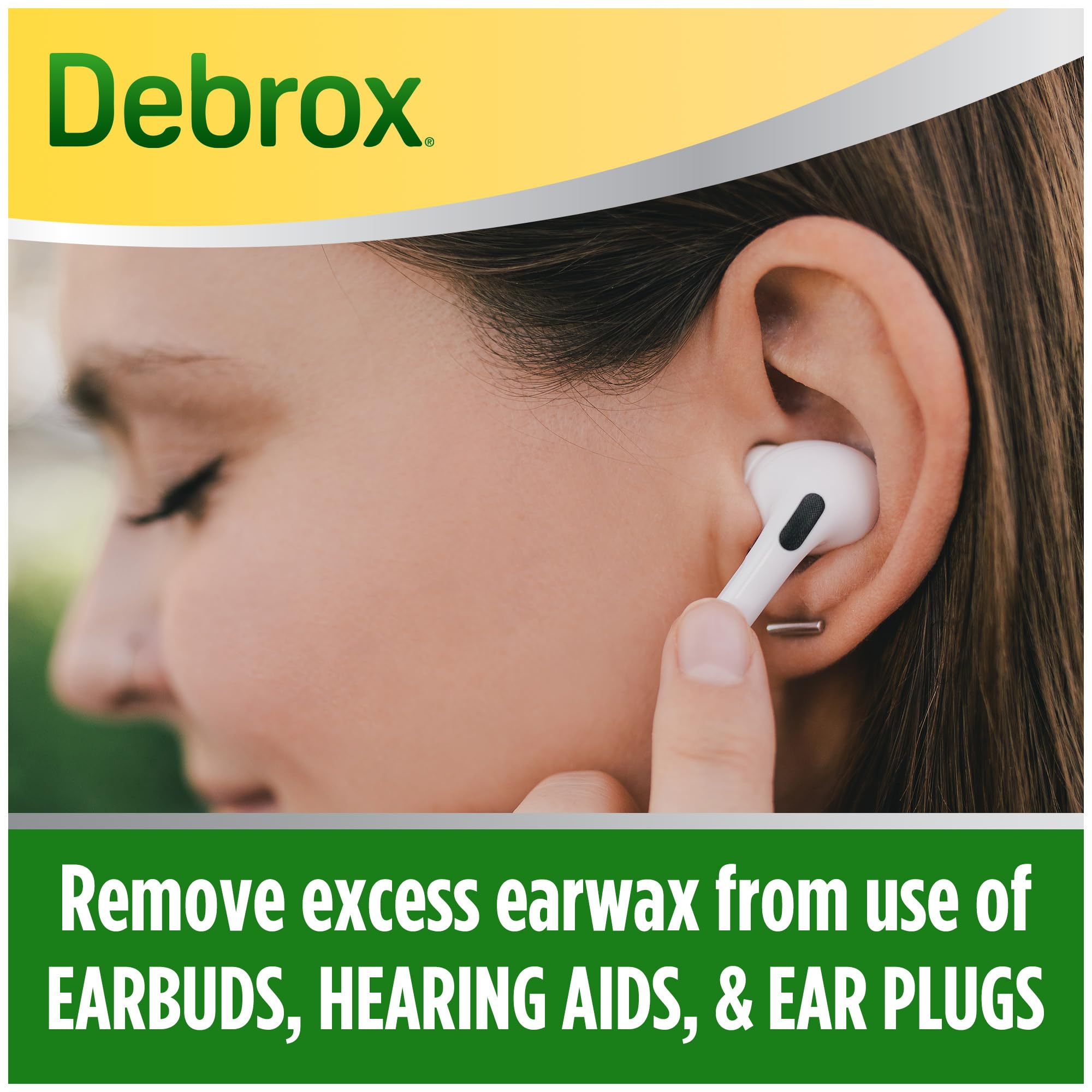 Debrox bottle close-up highlighting the dropper and clear labeling benefit