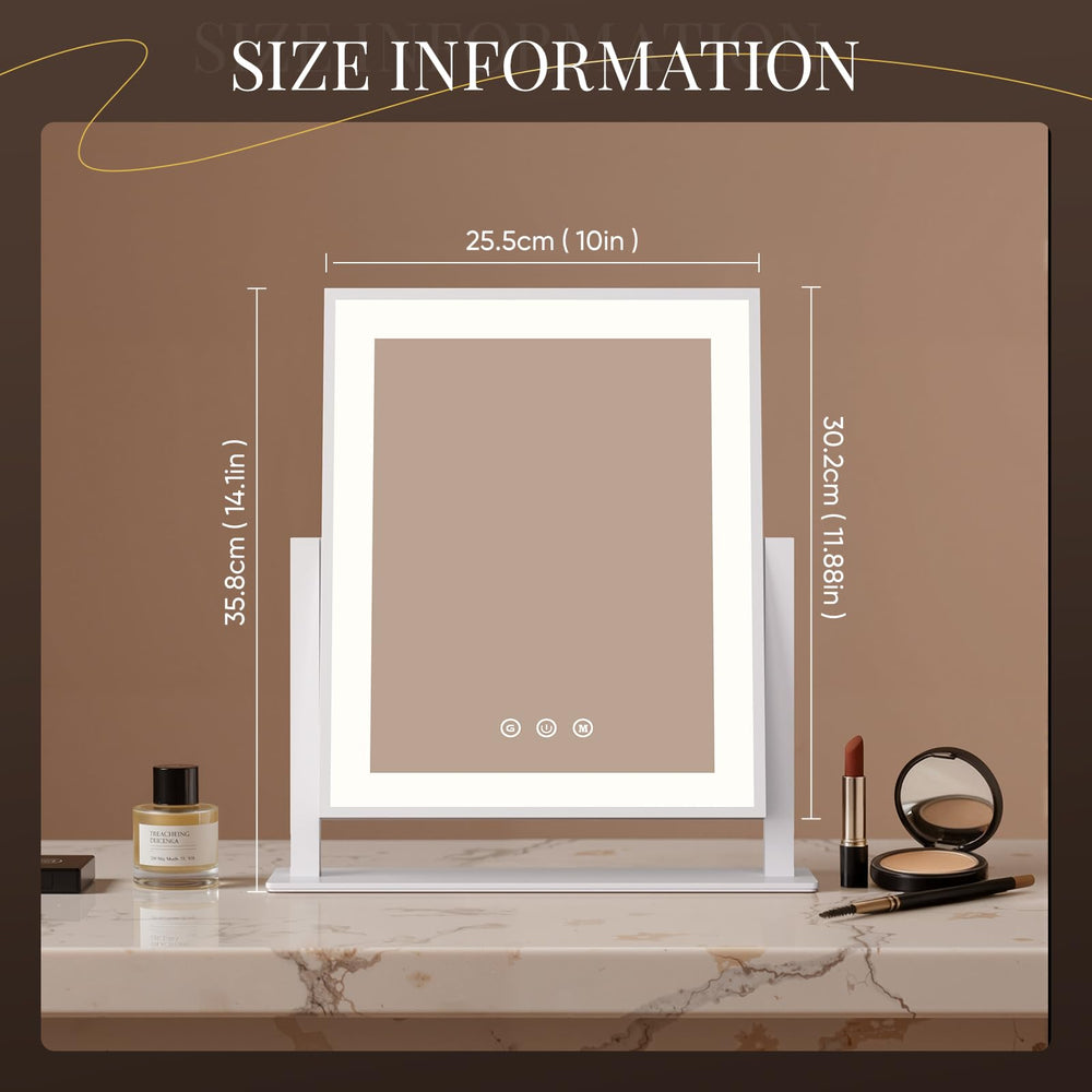 DECADENCE Makeup Mirror 3 color lighting mode showing versatility for different environments