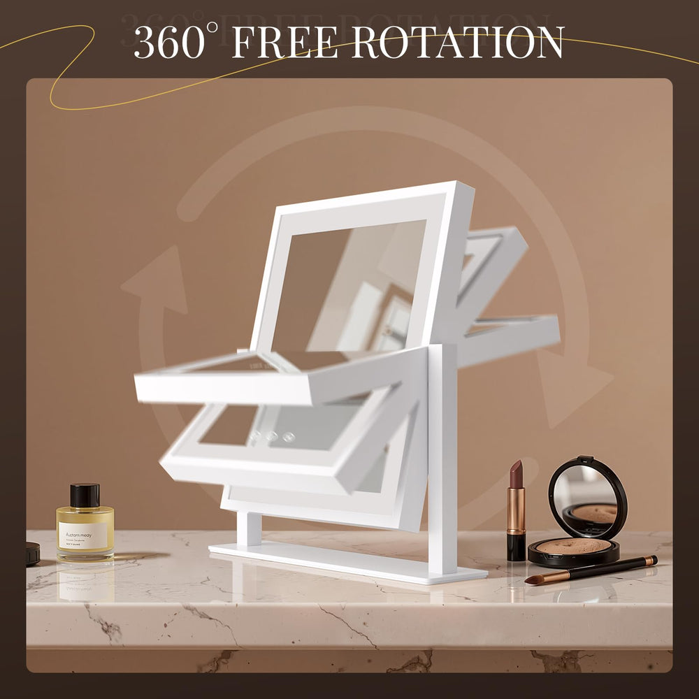 DECADENCE Makeup Mirror 360 rotation demonstrating adjustable viewing angle