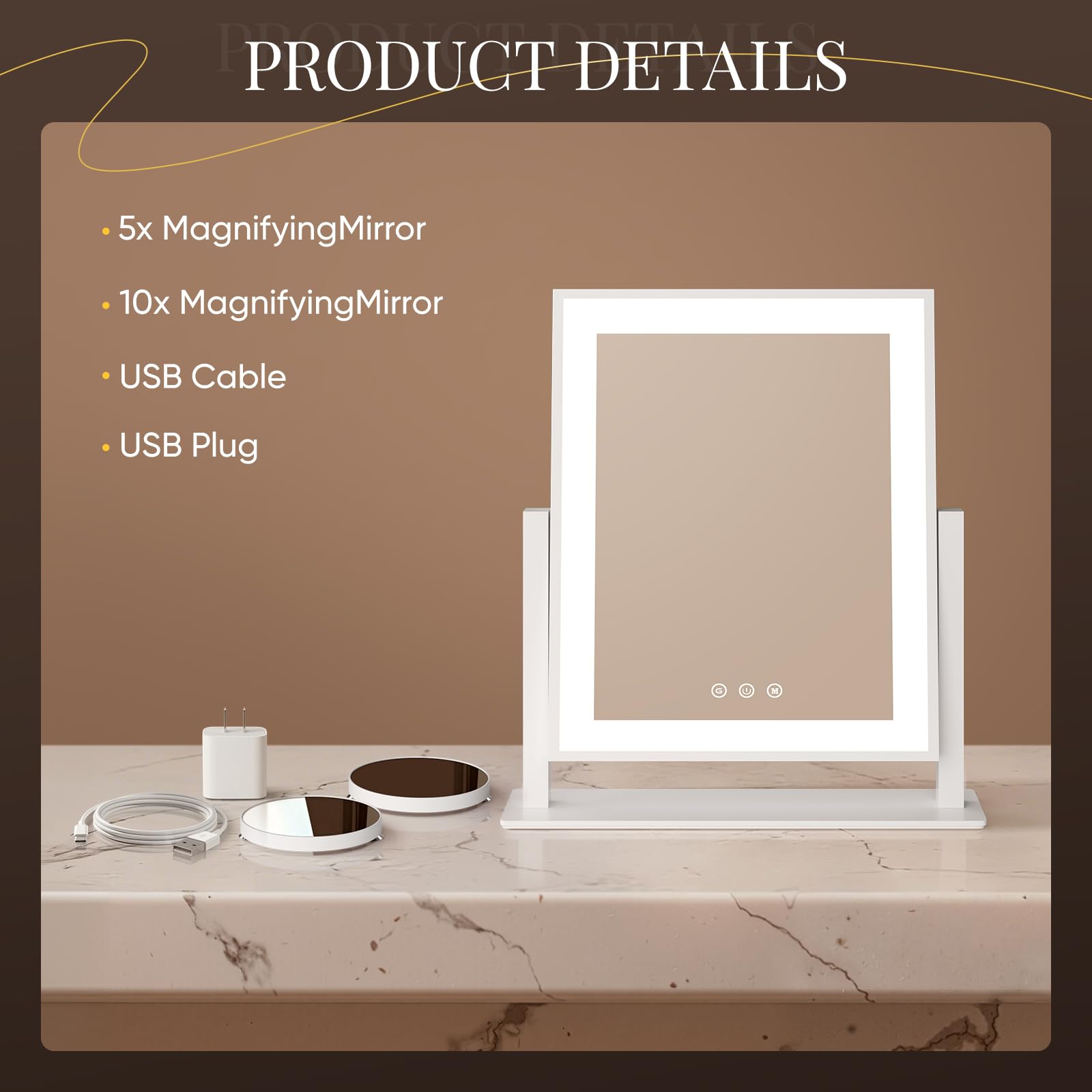 DECADENCE weighted metal base ensuring stability on a vanity surface