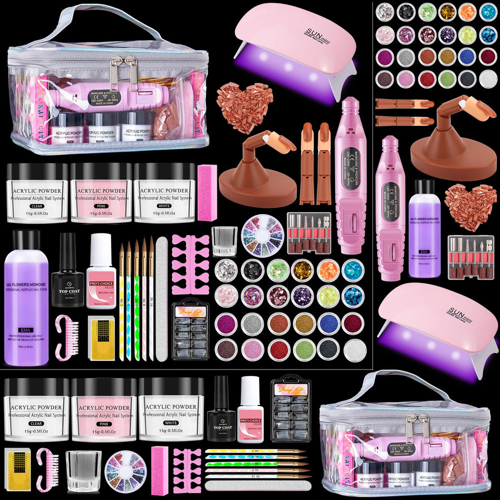 Deciniee beginner nail kit with glitter powder for at-home nail art practice