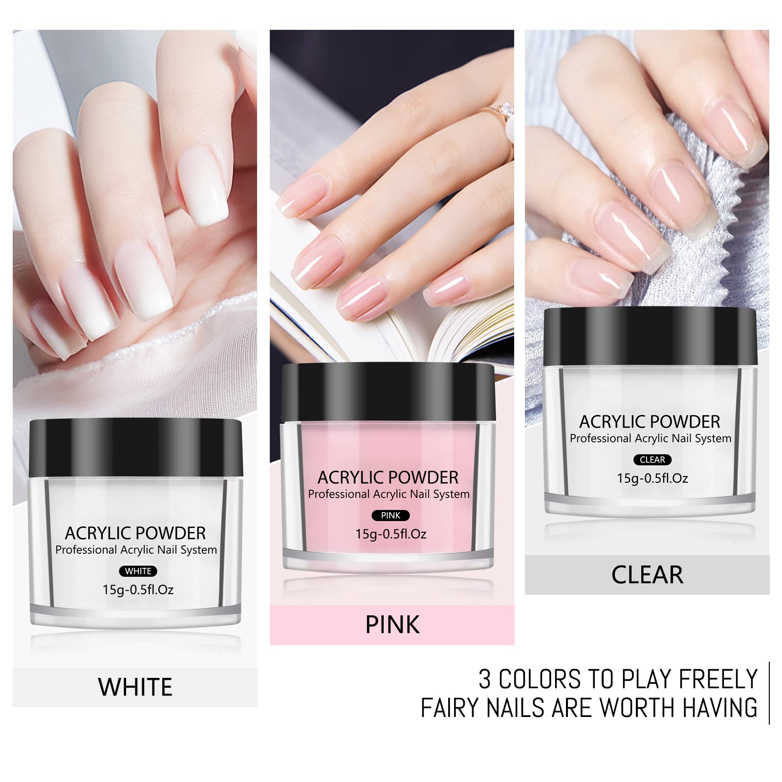 Deciniee french tips nail glue for clean edge finishes.