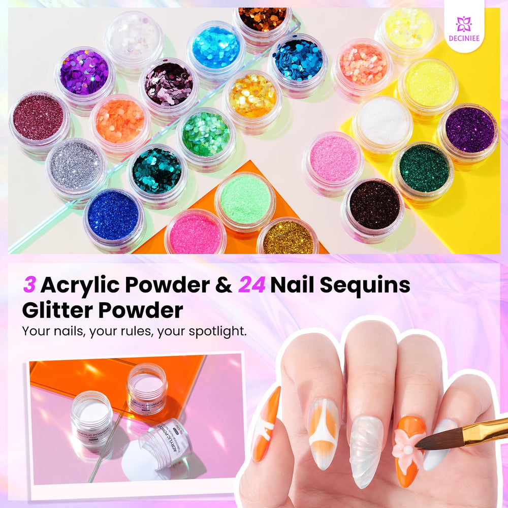 Deciniee glitter acrylic powder mix for custom colors and textures.