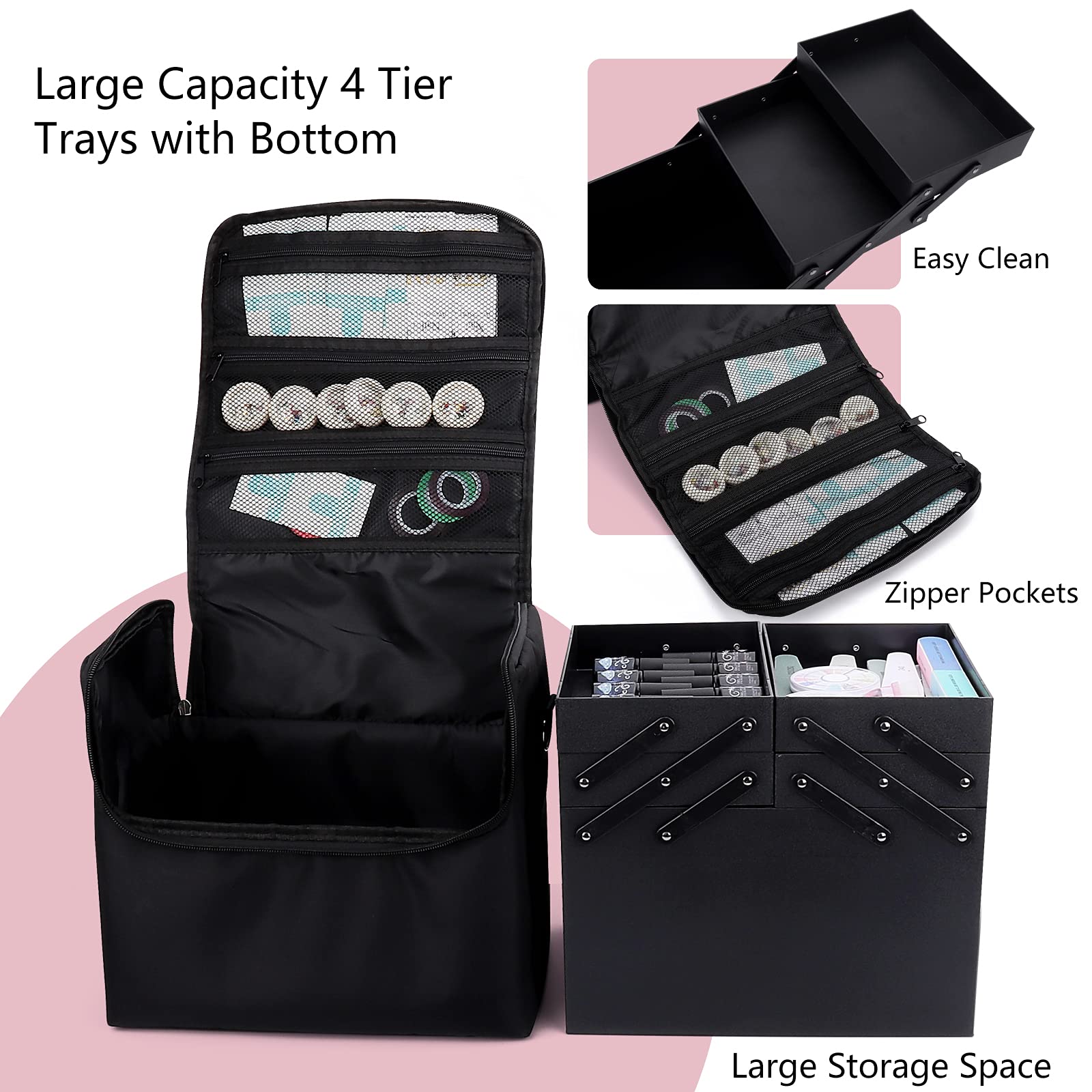 Deciniee makeup train case waterproof microfiber material protects contents