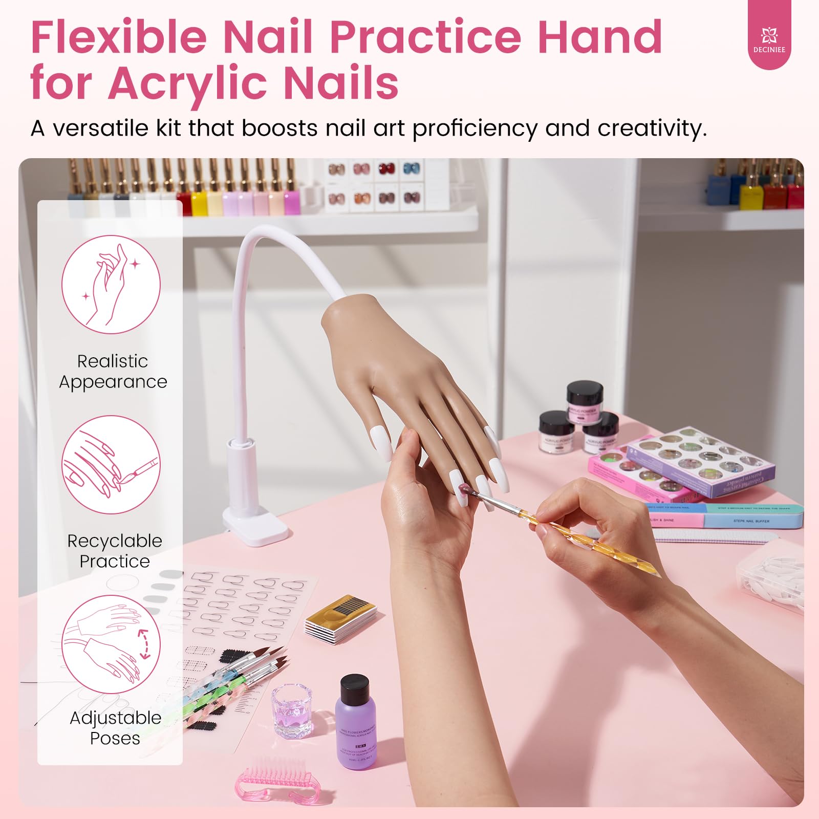 Deciniee nail art brushes kit enables precise shaping and detailing