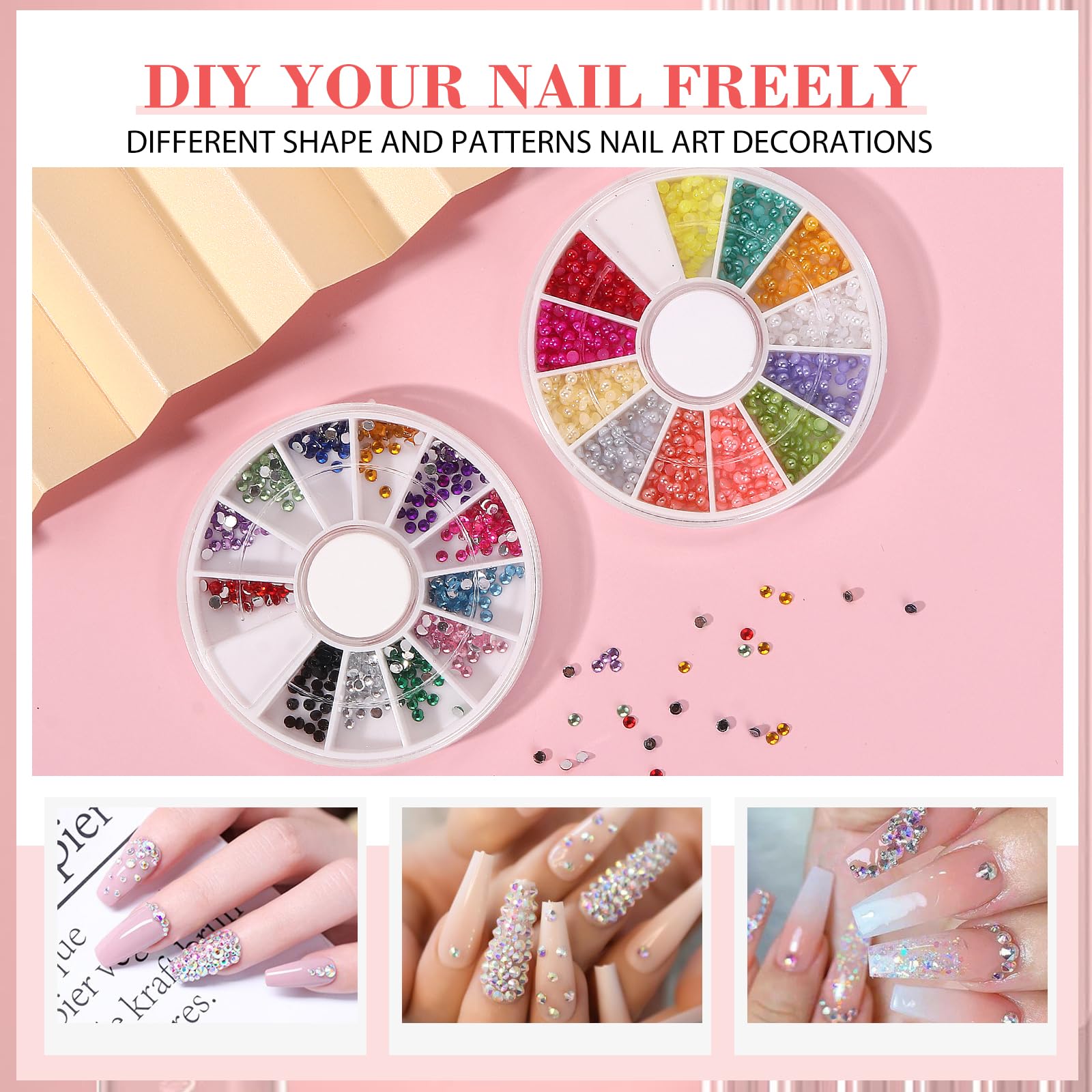 Deciniee nail-art decorations glitter rhinestones highlights creative designs.