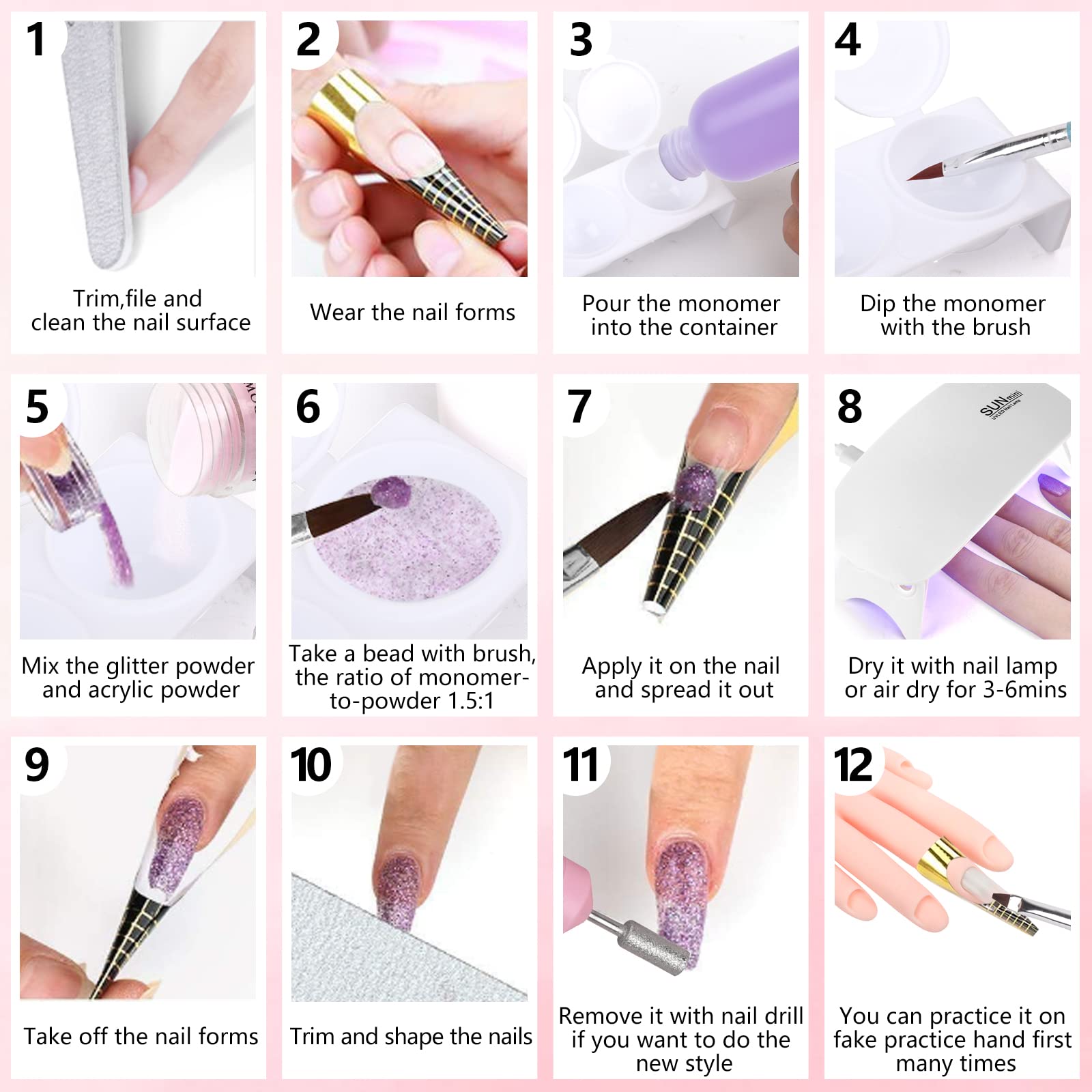 Deciniee nail glitter studio close-up showing design possibilities.