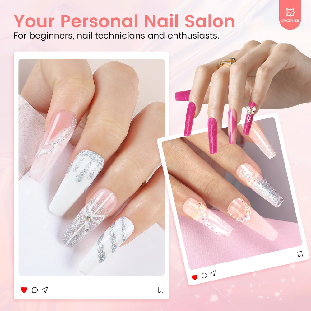 Deciniee glitter powder close-up shows vivid finishes for personalized nail designs