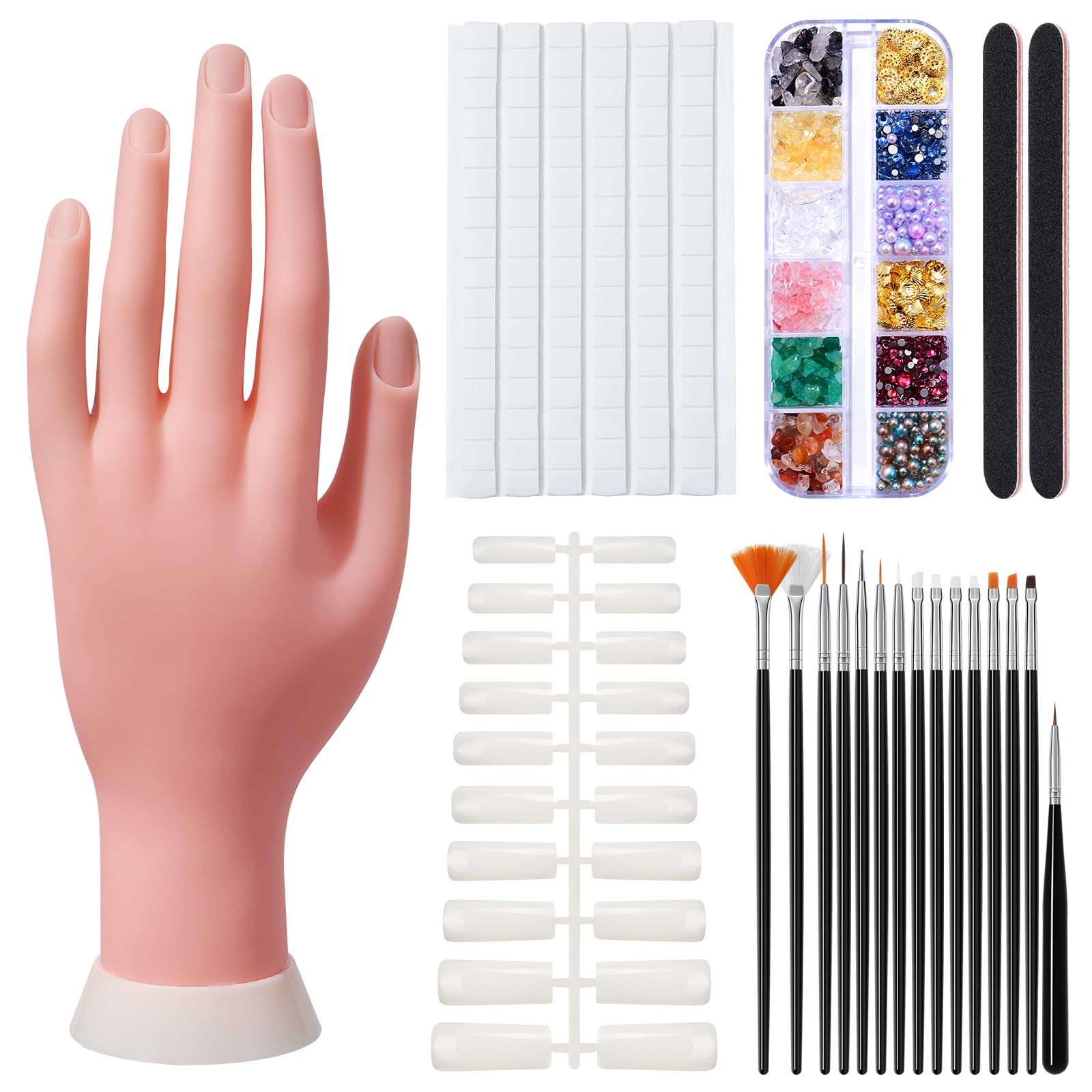 Deciniee practice hand flexible poseable for realistic acrylic nail practice sessions.