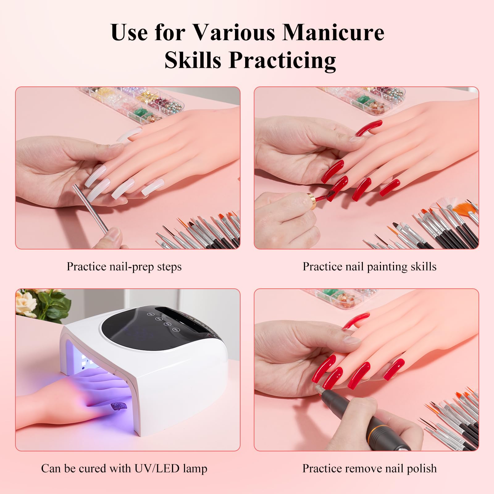 Deciniee rhinestone decoration box adds sparkle to nail art practice projects.