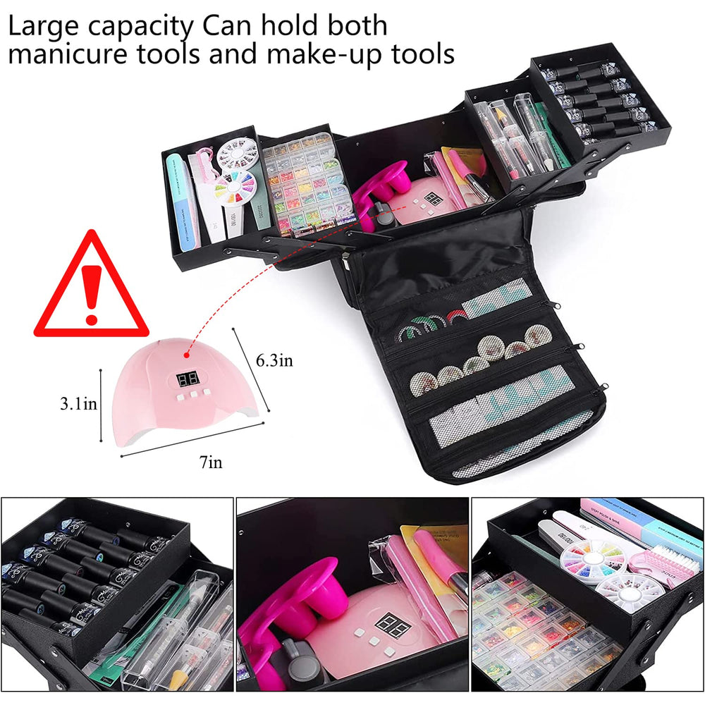 Deciniee train case with detachable shoulder strap for hands-free carrying