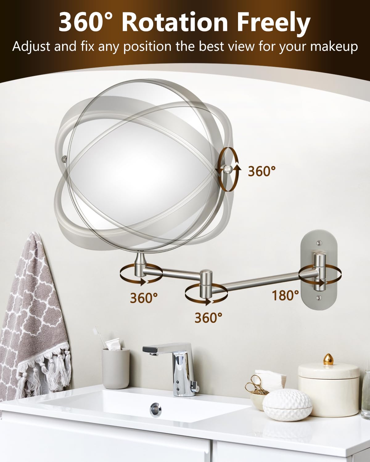 DECLUTTR 9in wall mirror durable lightweight frame for daily use