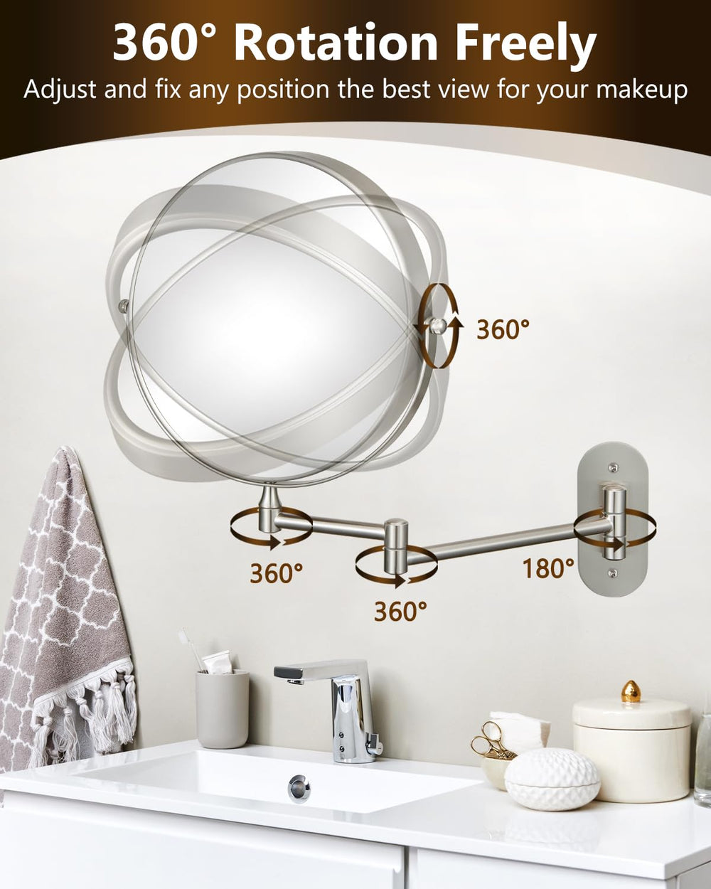 DECLUTTR 9in wall mirror durable lightweight frame for daily use