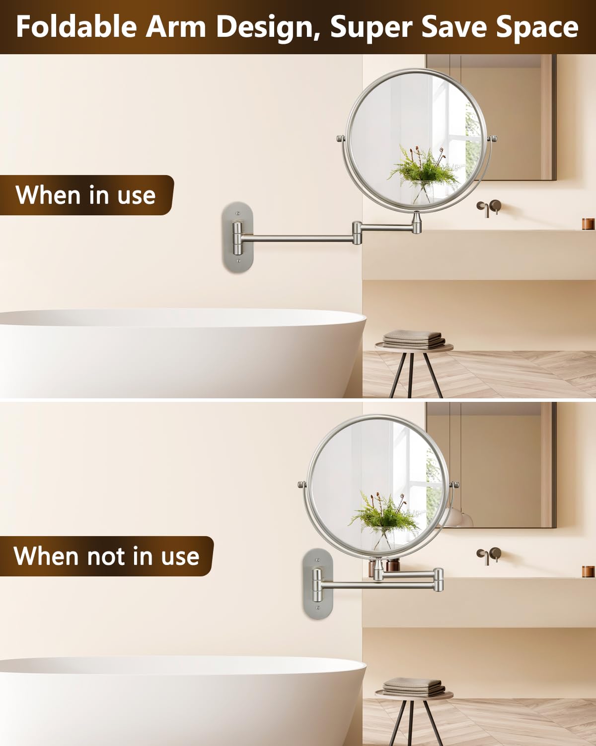 DECLUTTR 9in wall mirror ideal for vanity tasks and skincare routines