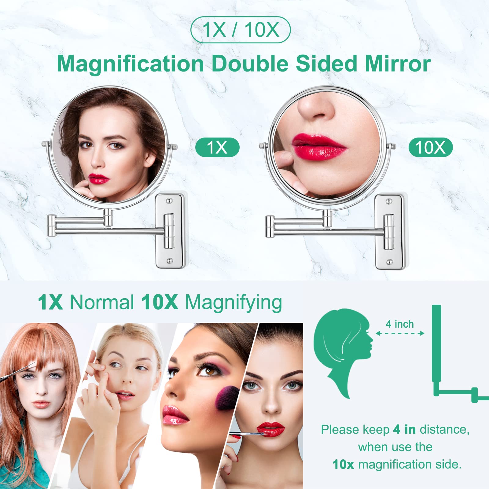 DECLUTTR mirror 360-degree swivel for finding the perfect makeup angle.