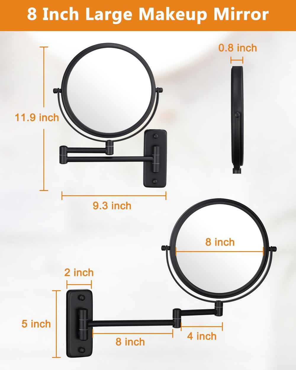 DECLUTTR black anti-rust coating keeps bathroom mirror durable in humidity.