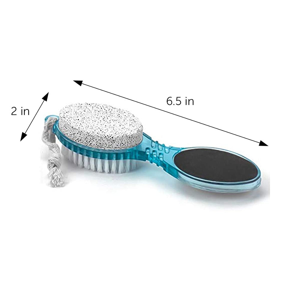 DecorRack 4-in-1 pedicure paddle foot care-use demonstrating smoothing heels.