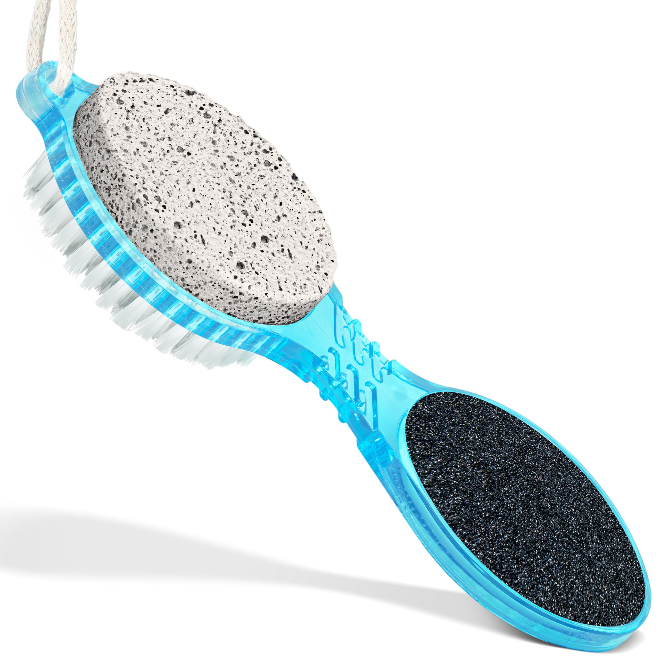 DecorRack 4-in-1 pedicure paddle pumice stone close-up for smoothing dry heels.