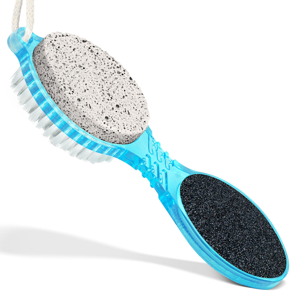 DecorRack 4-in-1 pedicure paddle pumice stone close-up for smoothing dry heels.