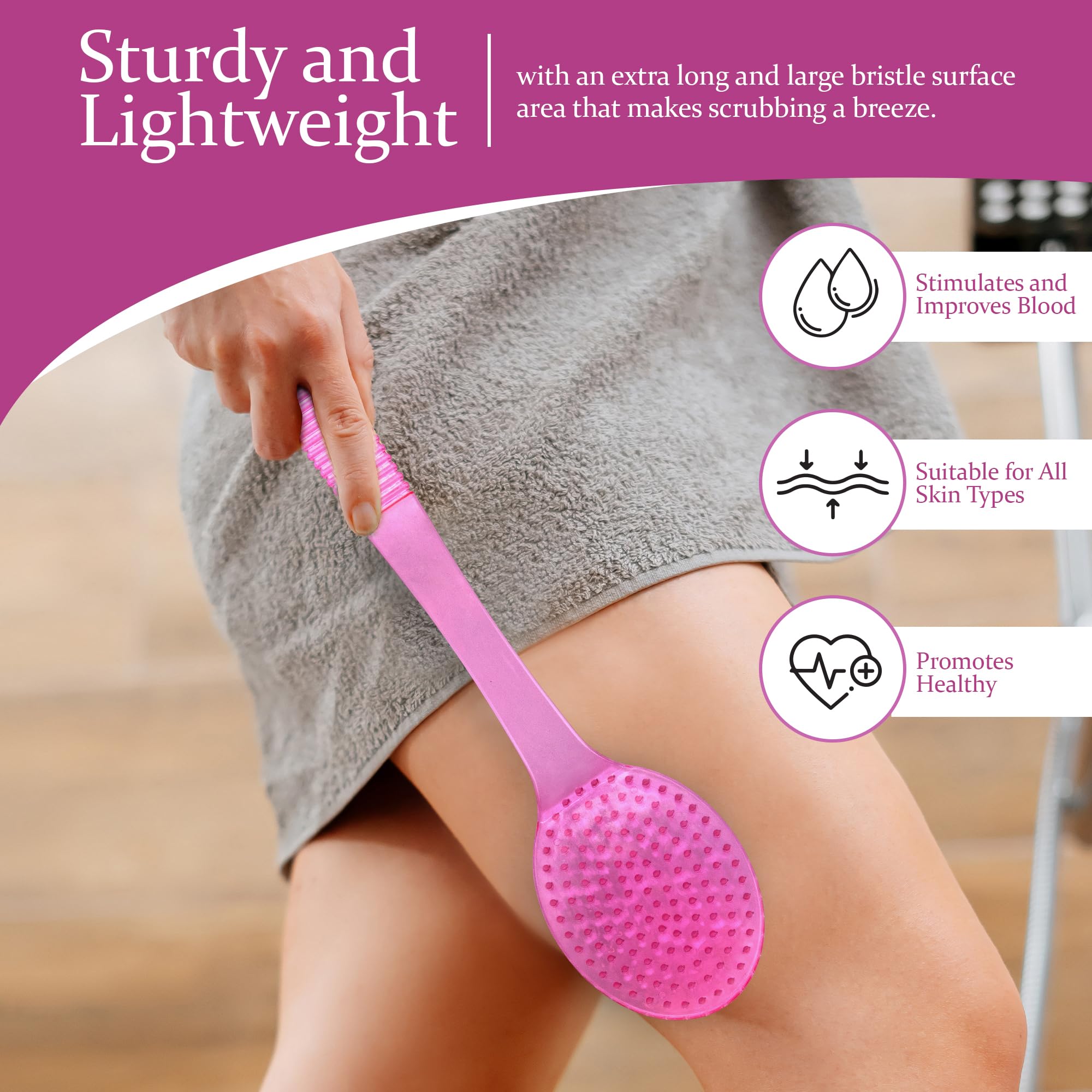 DecorRack long-handle brush supports efficient self-care routines in the shower.