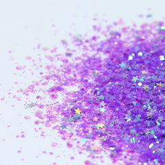 DECOYARDOO purple chunky glitter close-up highlighting bold eye and body sparkle