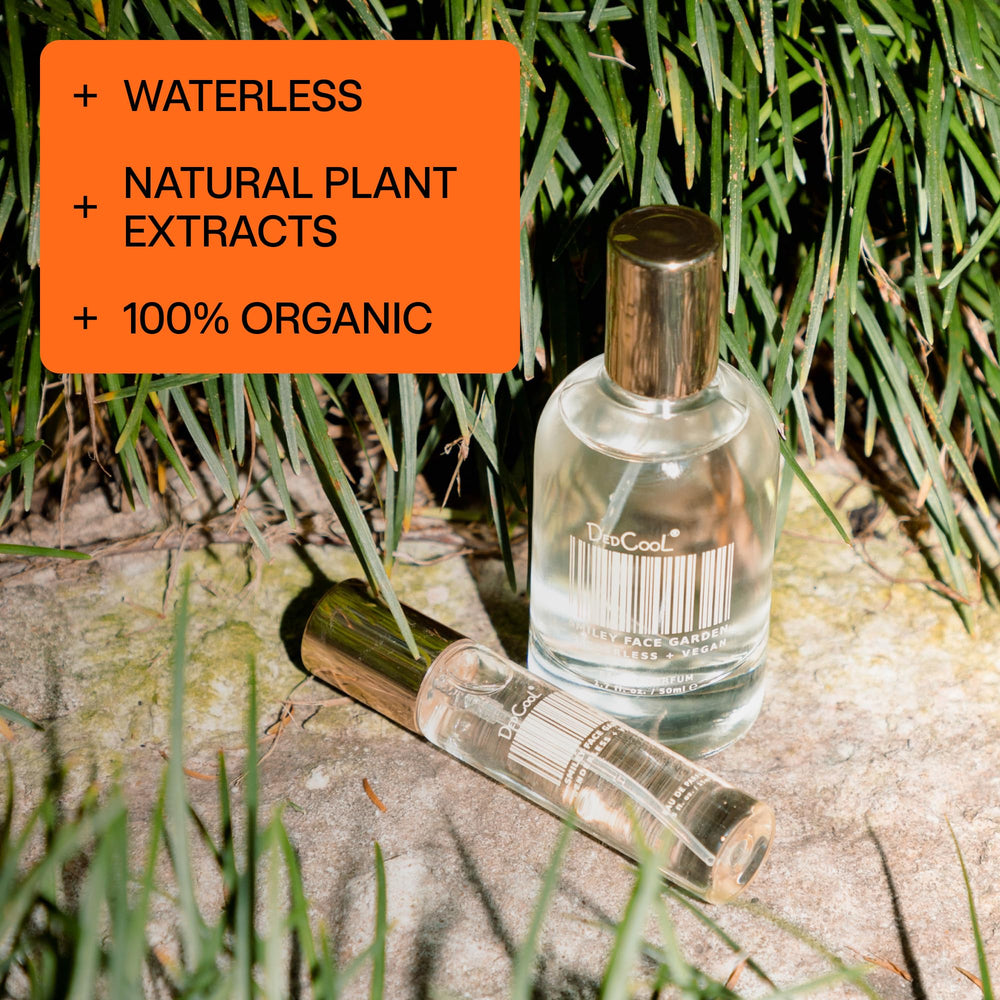 DedCool Milk vegan badge signals sustainable fragrance choice.