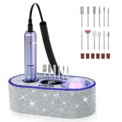 DEDNMSCA Sparkly Nail Drill Kit on desk showing professional precision for shaping nails