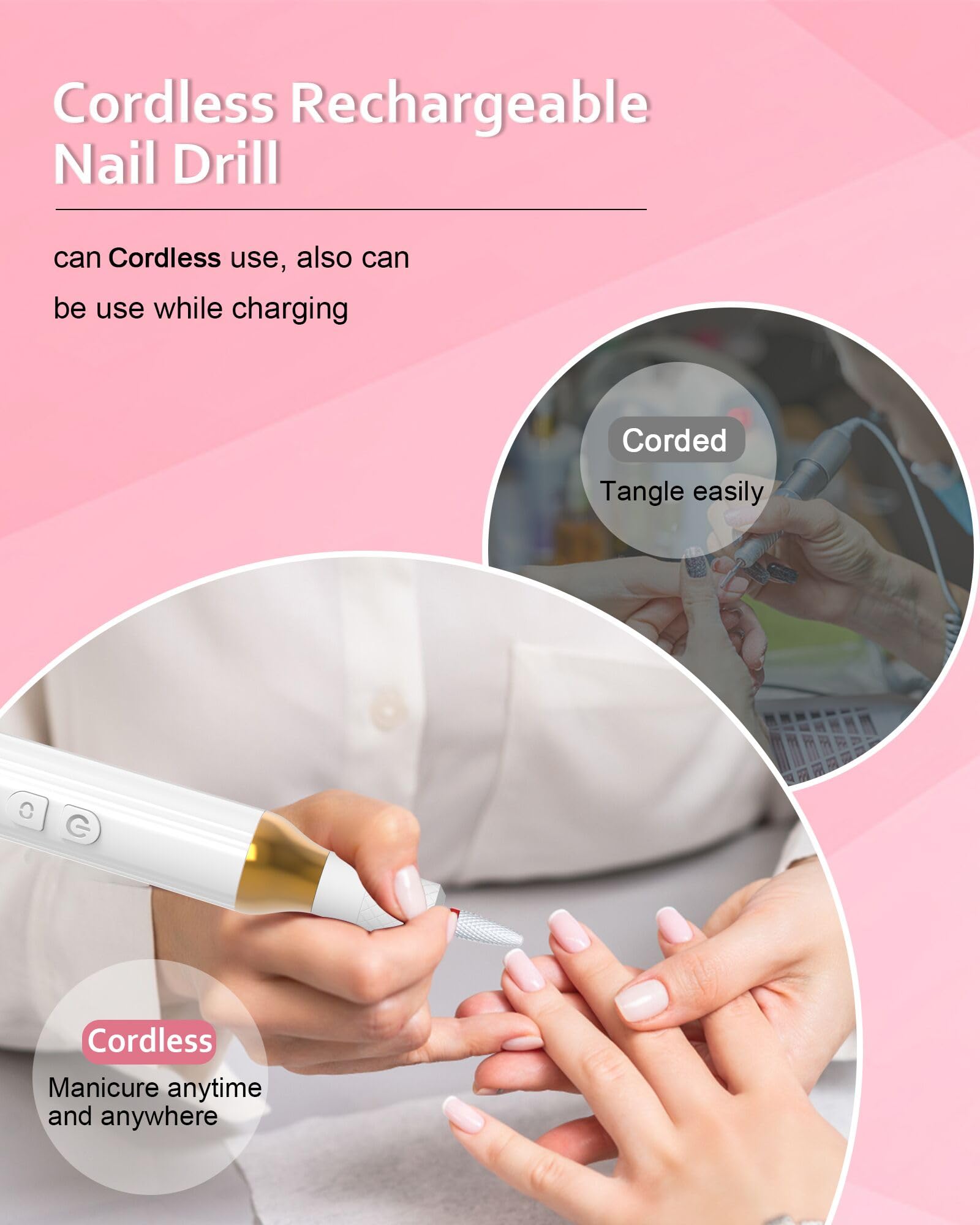 DEEHENK nail drill packaging includes bits and sanding bands